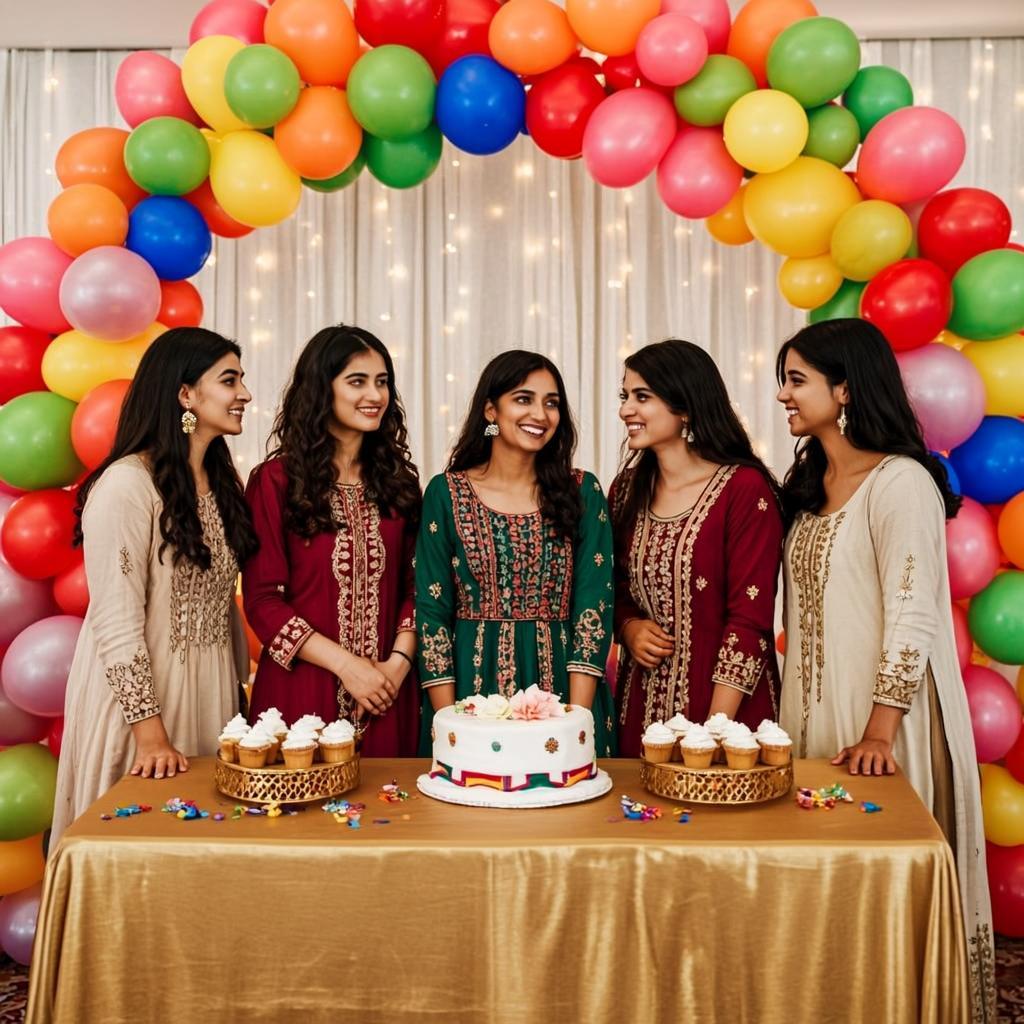 Vibrant birthday party with colorful balloons and themed decorations
