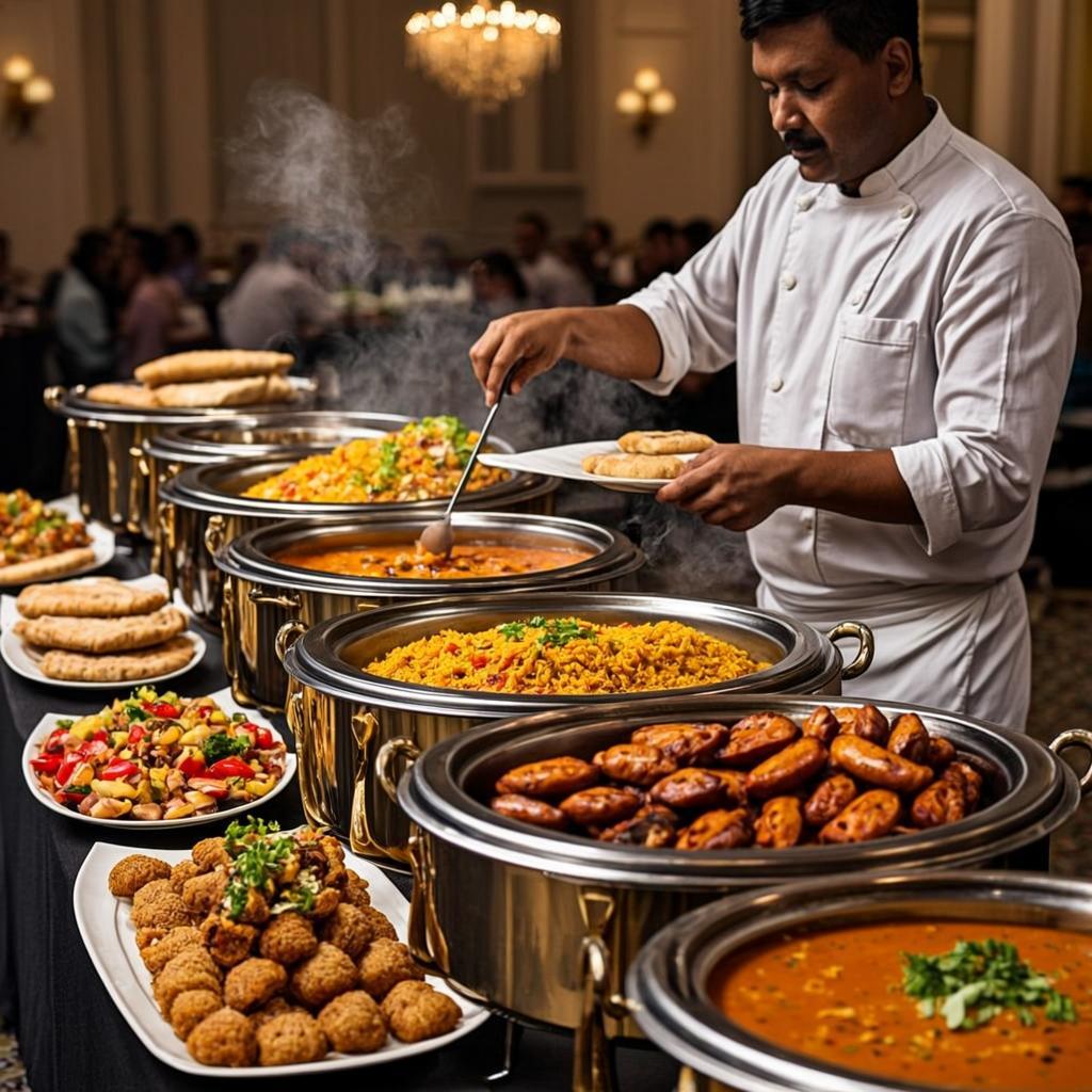 Professional catering service with diverse food options