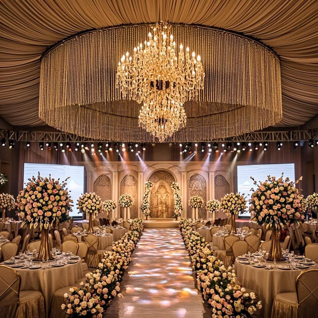 Beautiful event venue with stunning lighting and decor